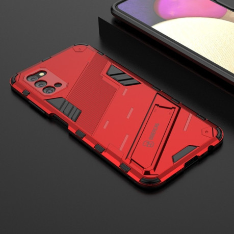 Противоударный чехол Punk Armor для Samsung Galaxy A03s - красный
