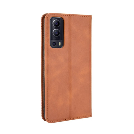 Чехол-книжка Magnetic Buckle Retro Crazy Horse Texture для Vivo Y72 5G/iQOO Z3 5G - коричневый