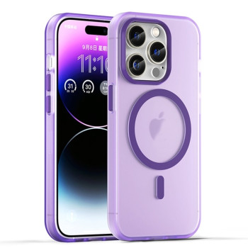 Протиударний чохол MagSafe Frosted Translucent TPU+PC для iPhone 16 Pro - фіолетовий