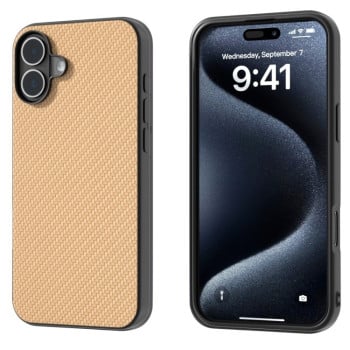Ударозахисний чохол Carbon Fiber Texture Protective на iPhone 16 Plus - золотий