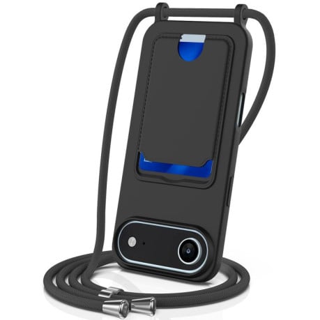 Силиконовый чехол Integrated Card Bag Solid Color Liquid Silicone на iPhone Air - черный