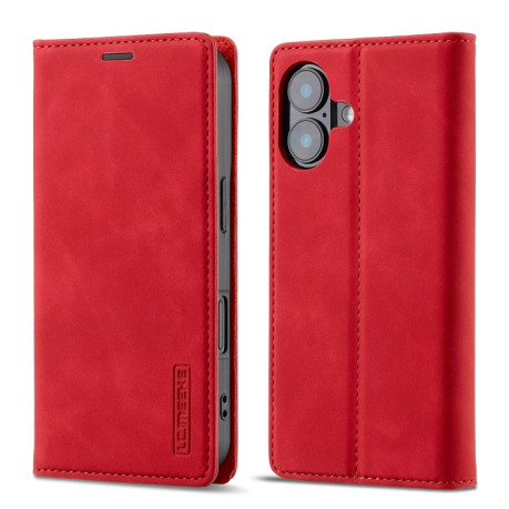 Чехол-книжка LCIMEEKE Strong для iPhone 16 Plus - красный