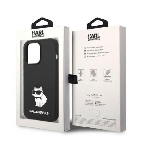 Оригинальный чехол Karl Lagerfeld Silicone Choupette для iPhone 14 Pro Max - black