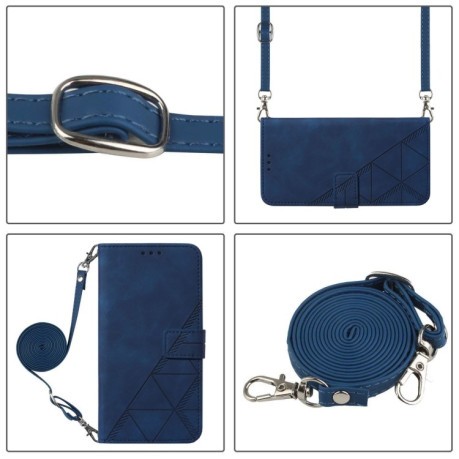 Чохол-книжка Crossbody 3D Embossed Flip Leather на Xiaomi 14T Pro - синій