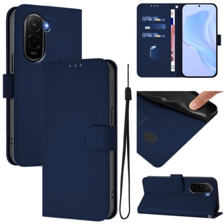 Чехол-книжка с мягким покрытием (Skin Feel) со шнурком на Xiaomi Poco M7 4G 169mm - синий