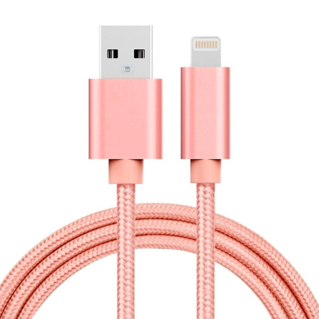 Зарядний кабель 1m 3A Woven Style Metal Head 8 Pin для USB Data / Charger Cable для iPhone - золото