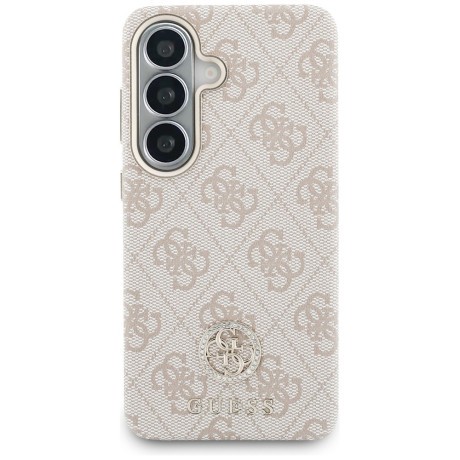 Оригінальний чохол Guess 4G Rhinestone Round Logo з MagSafe для Samsung Galaxy S26 — рожевий