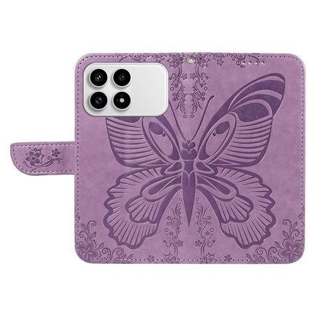 Чохол-книжка Swallowtail Butterfly Embossed Leather для Xiaomi Redmi K90/Poco F8 Pro — фіолетовий