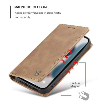 Кожаный чехол CaseMe-013 Multifunctional на iPhone 13 mini - коричневый