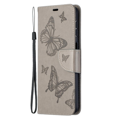 Чехол-книжка Butterflies Pattern на Samsung Galaxy A32 5G- серый
