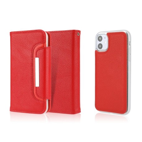 Чехол-книжка Litchi Texture Buckle Detachable для iPhone 11 - красный
