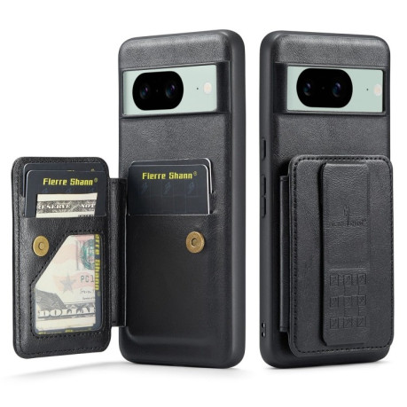 Чехол Fierre Shann Oil Wax Cow Leather Card Holder на Google Pixel 8a  - черный