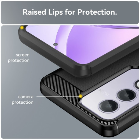 Противоударный чехол Brushed Texture Carbon Fiber на OPPO A80 5G/A3 Pro - черный