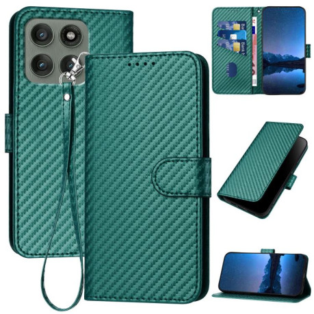 Чехол-книжка Carbon Fiber Texture на Motorola Edge 60 Pro - зеленый