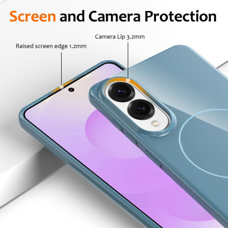 Протиударний чохол Glossy TPU Shockproof MagSafe для Samsung Galaxy S25 Edge 5G - синій