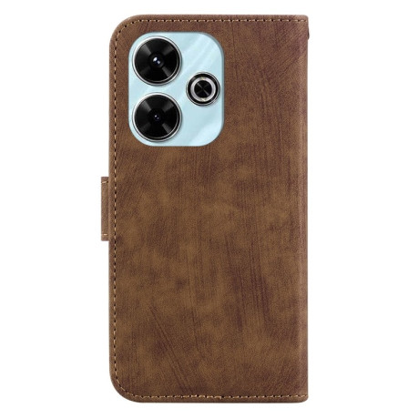 Чехол-книжка Little Tiger Embossed Leather на Xiaomi Poco M6 4G - коричневый
