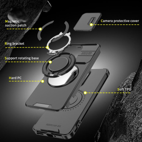 Противоударный чехол Sliding Camshield Ring Holder для OPPO Reno13 F 5G Global - синий