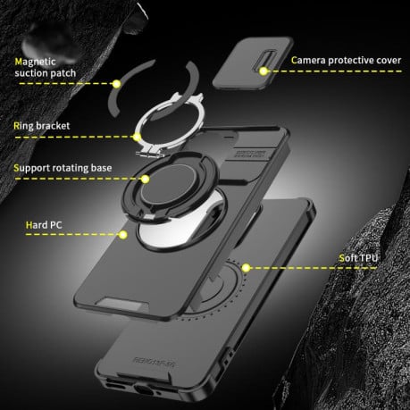Протиударний чохол Sliding Camshield Ring Holder для OPPO Reno13 F/Reno13 FS- помаранчевий