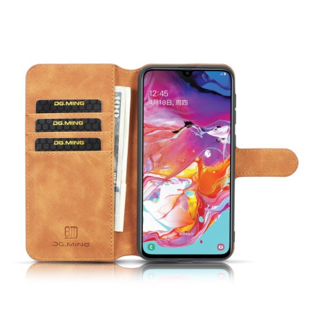 Чехол-книжка DG.MING Retro Oil Side на Samsung Galaxy A10-коричневый