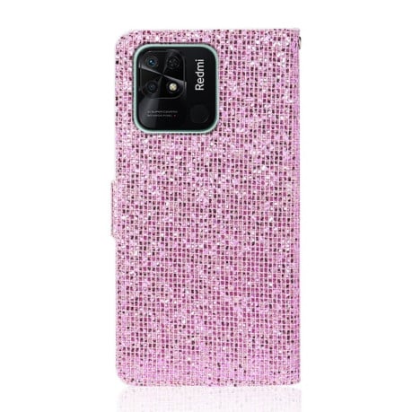Чохол-книжка Powder Glitter для Xiaomi Poco C40/Redmi 10c - рожевий