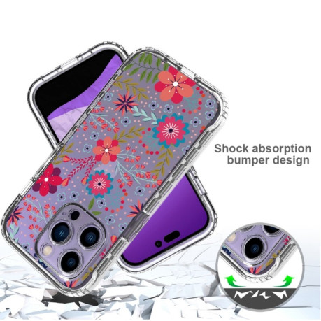 Противоударный чехол Transparent Painted для  iPhone 14 Pro - Small Floral