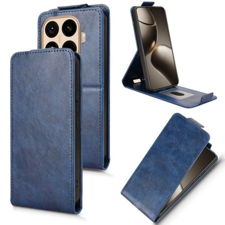 Флип-чехол Magnetic Vertical Flip Leather на Xiaomi 15T Pro 5G - синий
