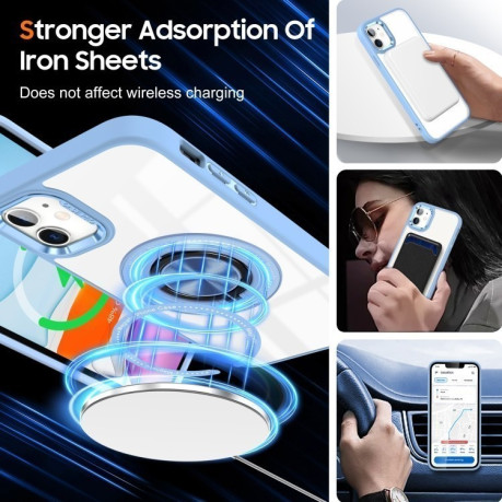 Ударозащитный чехол Magnetic Rotating Ring Holder на iPhone 16 Plus - голубой