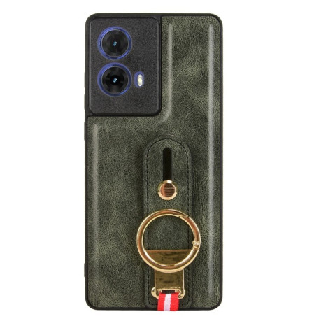 Противоударный чехол Wristband Leather Back для Motorola Moto G85 5G - зеленый