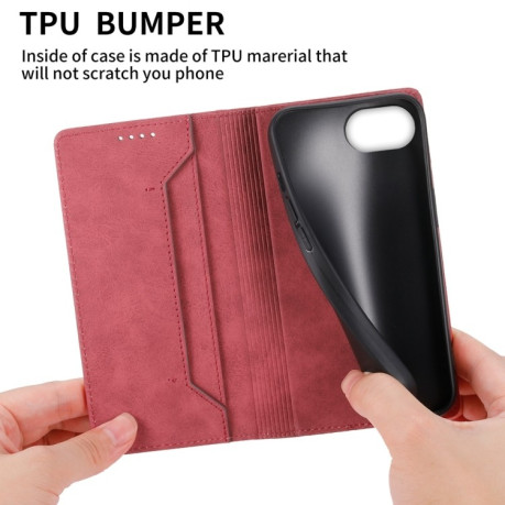 Чехол-книжка Business Solid Color Magnetic RFID Leather на iPhone 16e - красный
