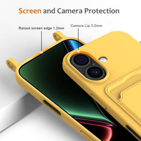 Силиконовый чехол Integrated Card Bag Solid Color Liquid Silicone на iPhone 17 - желтый