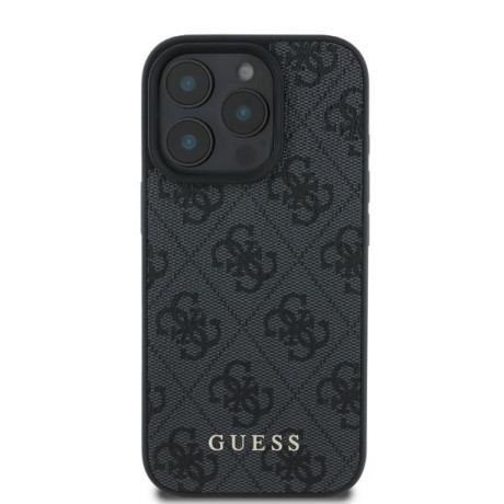 Оригинальный чехол Guess Metal Gold Logo для iPhone 16 Pro Max - Black