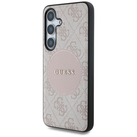 Оригінальний чохол Guess 4G Round Patch Classic Logo MagSafe для Samsung Galaxy S25 Plus - Pink