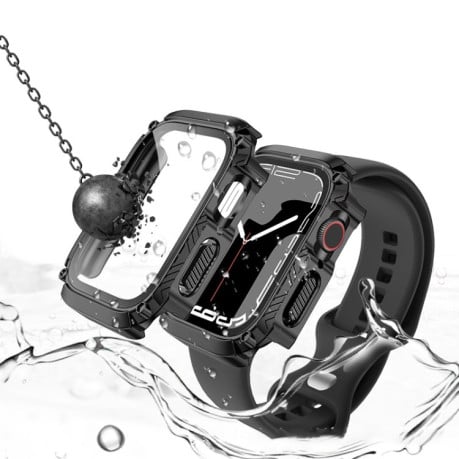Протиударна накладка із захисним склом Armor Waterproof для Apple Watch Series 8/7 45mm - чорна