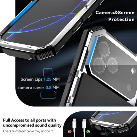 Противоударный чехол R-JUST Life Waterproof на iPhone 17 Pro Max - серебристый