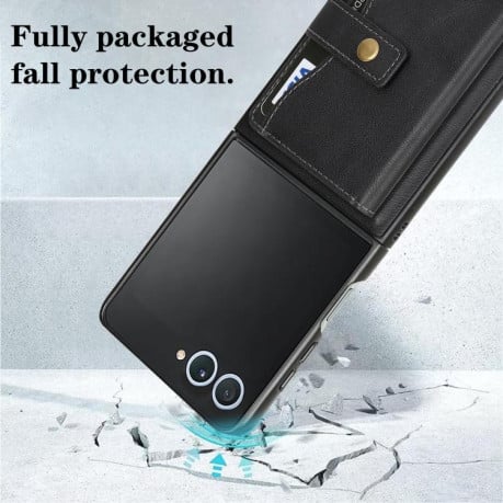 Чохол Kalebol Magnetic Button з кишенькою для карт та MagSafe на Samsung Galaxy Filp 7 - чорний
