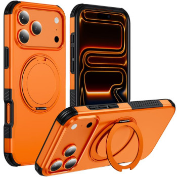 Ударозахисний чохол Magnetic Rotating Ring Holder на iPhone 18 Pro — оранжевий