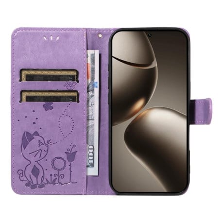 Чехол-книжка Cat Embossing Pattern на Xiaomi 15T Pro 5G EU 173mm - фиолетовый