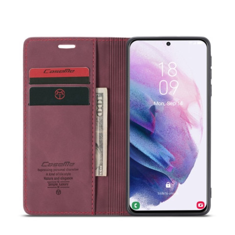 Чехол-книжка CaseMe-013 Multifunctional на Samsung Galaxy S21 - винно-красный