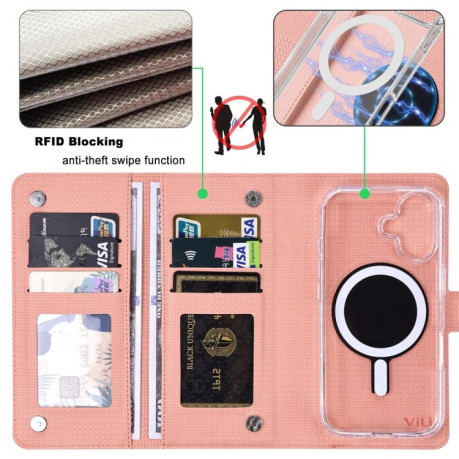 Чохол-книжка ViLi GHA-C Series RFID MagSafe Magnetic Flip Leather для iPhone 16 Pro Max - рожевий
