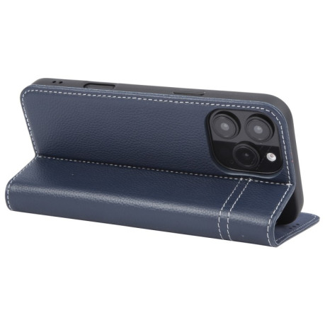 Противоударный чехол GEBEI Top-grain Horizontal Flip Leather для iPhone 16 Pro - синий