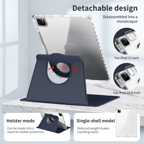 Протиударний чохол 360 Rotation Detachable Clear Acrylic Leather для iPad Air 13 2024 / Pro 12.9 2022 - синій