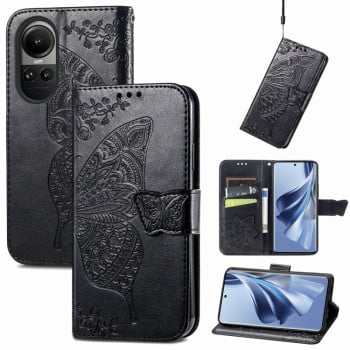 Чохол-книжка Butterfly Love Flower Embossed на OPPO Reno10 / 10 Pro Global - чорний