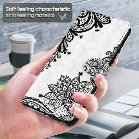 Чехол-книжка 3D Painting для Samsung Galaxy A13 4G - Diagonal Black Flower