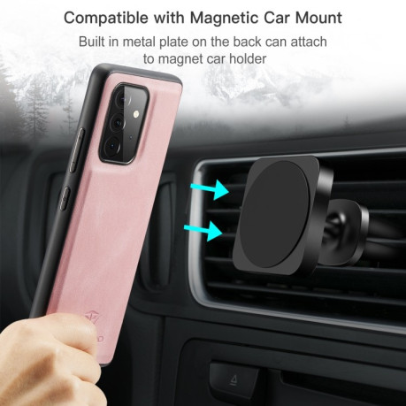 Ударозащитный чехол JEEHOOD Retro Magnetic для Samsung Galaxy A72 - розовый