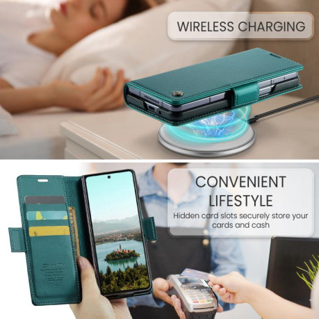 Чохол-книжка CaseMe 023 Butterfly Buckle Litchi RFID Anti-theft Leather для Samsung Galaxy Fold 7 - зелений