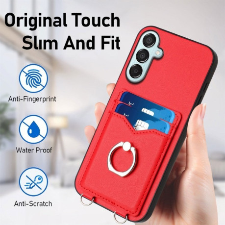 Противоударный чехол R20 Ring Card Holder для Samsung Galaxy F15 / M15 - красный
