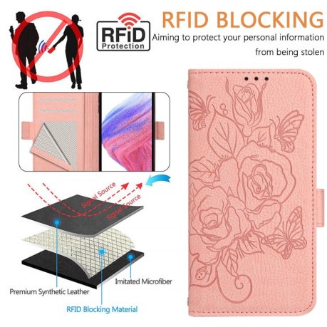 Чехол-книжка Magnetic RFID Anti-theft Leather для Xiaomi Poco M7 Pro 5G Global - розовый