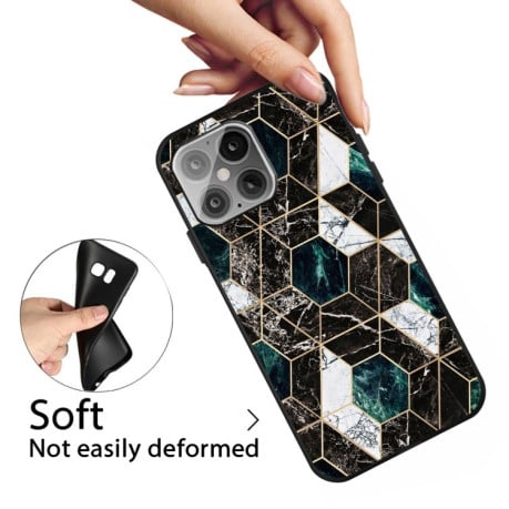 Протиударний чохол Frosted Fashion Marble для iPhone 13 mini - Hexagon Black