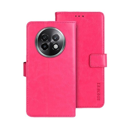 Чохол-книжка idewei Crazy Horse Texture для Realme 13+ 5G/13 Pro 5G/13 Pro+ - пурпурно-червоний