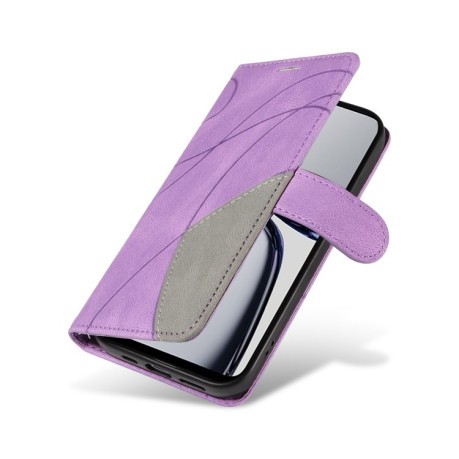 Чехол-книжка Dual-color Splicing Flip Leatherr для Realme C65 - фиолетовый